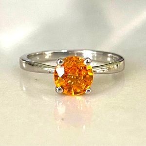 BRAND NEW 1.21 Carat Orange Sapphire Platinum Ring, Sz 6.25